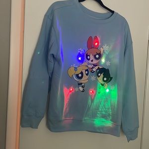 Cute Christmas Sweatshirt Winner!Power Puff Girls. Real lights. Size Large. New!